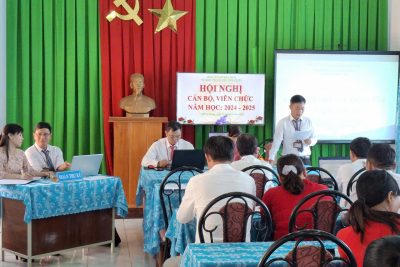 Ngày 10/10/2024 nhà trường tổ chức Hội nghị cán bộ, viên chức, hội nghị đã đề ra các chỉ tiêu và phương hướng nhiệm vụ cho năm học mới 2024 – 2025. Mong rằng trong năm học này nhà trường sẽ gặt hái được nhiều thành công.